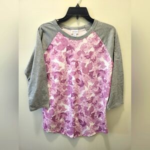 LuLaRoe Gray Pink 3/4 Sleeve T-Shirt, Medium